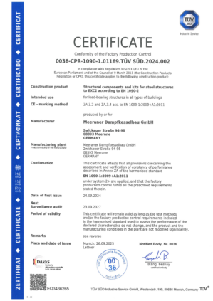 TÜV SÜD Industrie Service GmbH | Certificate | EN 1090-1:2009+A1:2011 | PNG